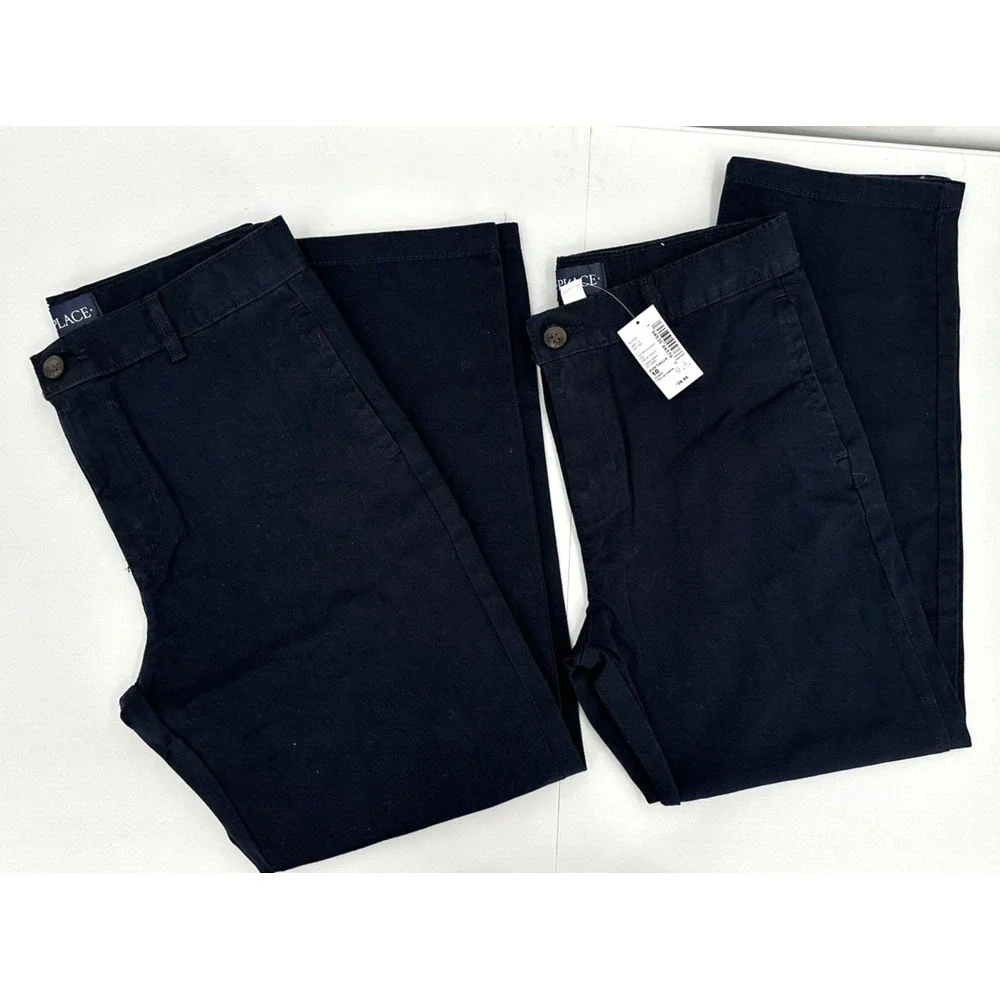 Lot Of 2 CHILDREN'S PLACE STRAIGHT STRETCH CHINO PANTS‎ Boy's 10 Husky Navy Blue